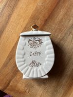 Kaffe Dose Keramik Weiss Gold Verziert Deckel Vintage 
