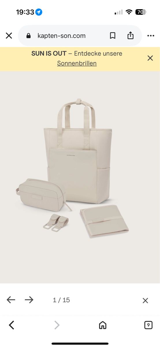 Kapten & Son Zaini: Kapten & Son Lindby Pro Diaper Backpack Set Sandstone – Nuovo (secondo la descrizione) da Zürich venduto da millaiana 1
