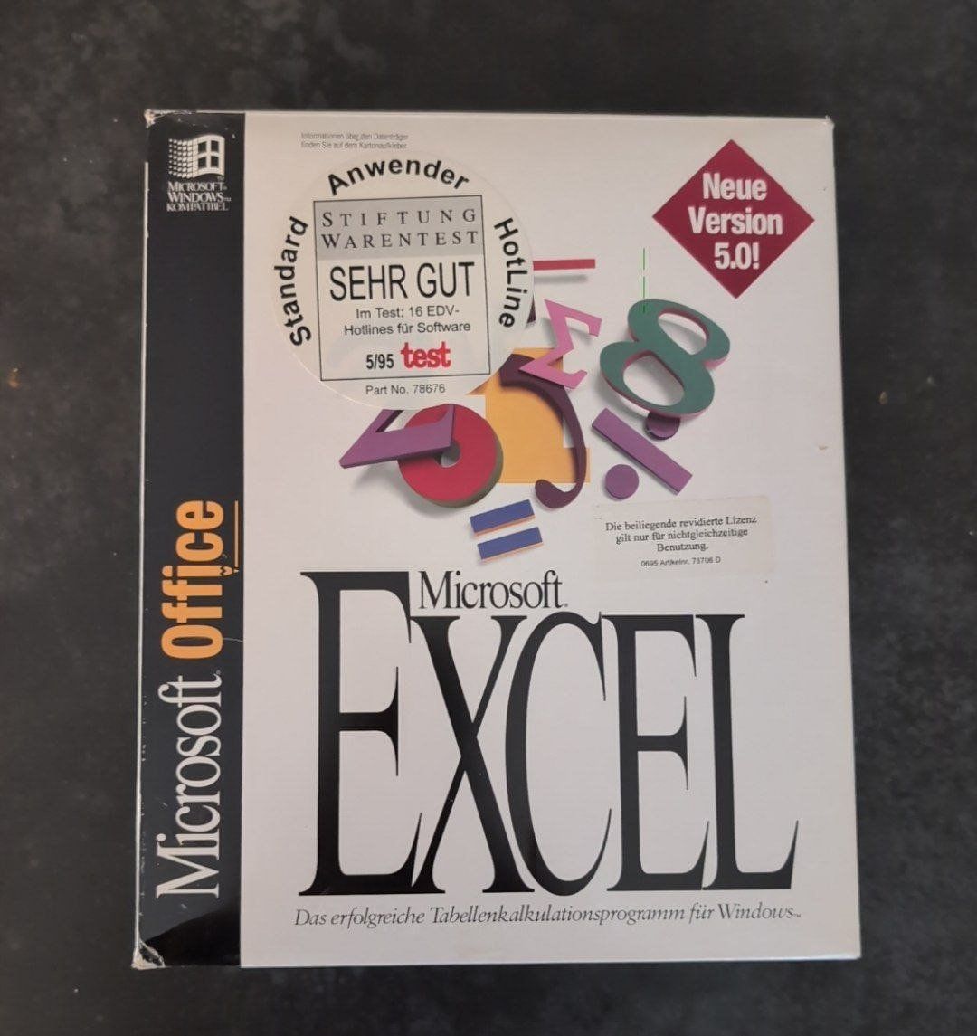 Microsoft Software: RETRO Microsoft Excel 5.0 Vollversion 1995 de 8 Floppy OVP – Usato da Klingnau venduto da nis_ym9y