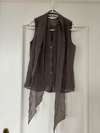 Seiden-Bluse von Repeat mit Schal / Gürtel - Grösse S