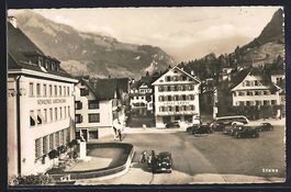 Stans, Strassenpartie mit Hotel Krone un