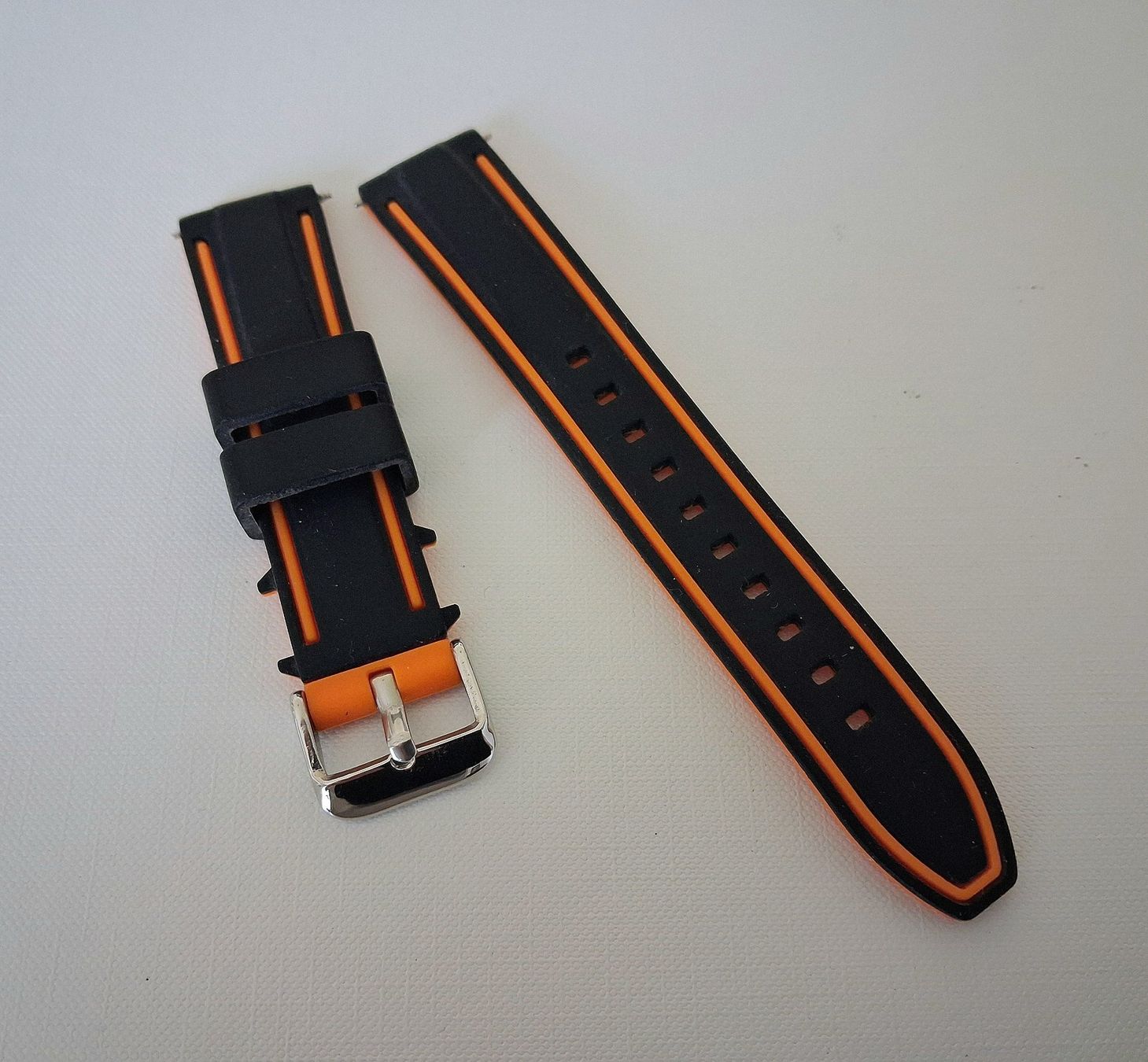 Bracciali & Braccialetti: Uhrband Schwarz Orange - Kautschuk - 20/18 – Nuovo (secondo la descrizione) da Wilderswil venduto da Silverybrown