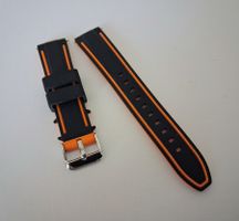 Uhrband Schwarz Orange - Kautschuk - 20/18
