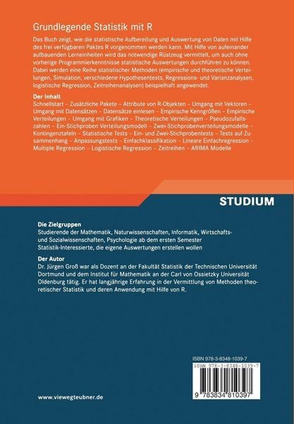 Libri: Grundlegende Statistik mit R Buch – Nuovo e nell'imballaggio originale da Basel venduto da 1moonstar 2