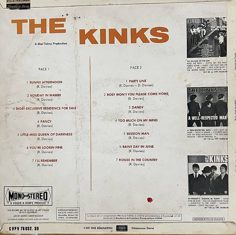 Schallplatten: KINKS - SUNNY AFTERNOON (1966) – Gebraucht aus Horw von Belowzero0 1