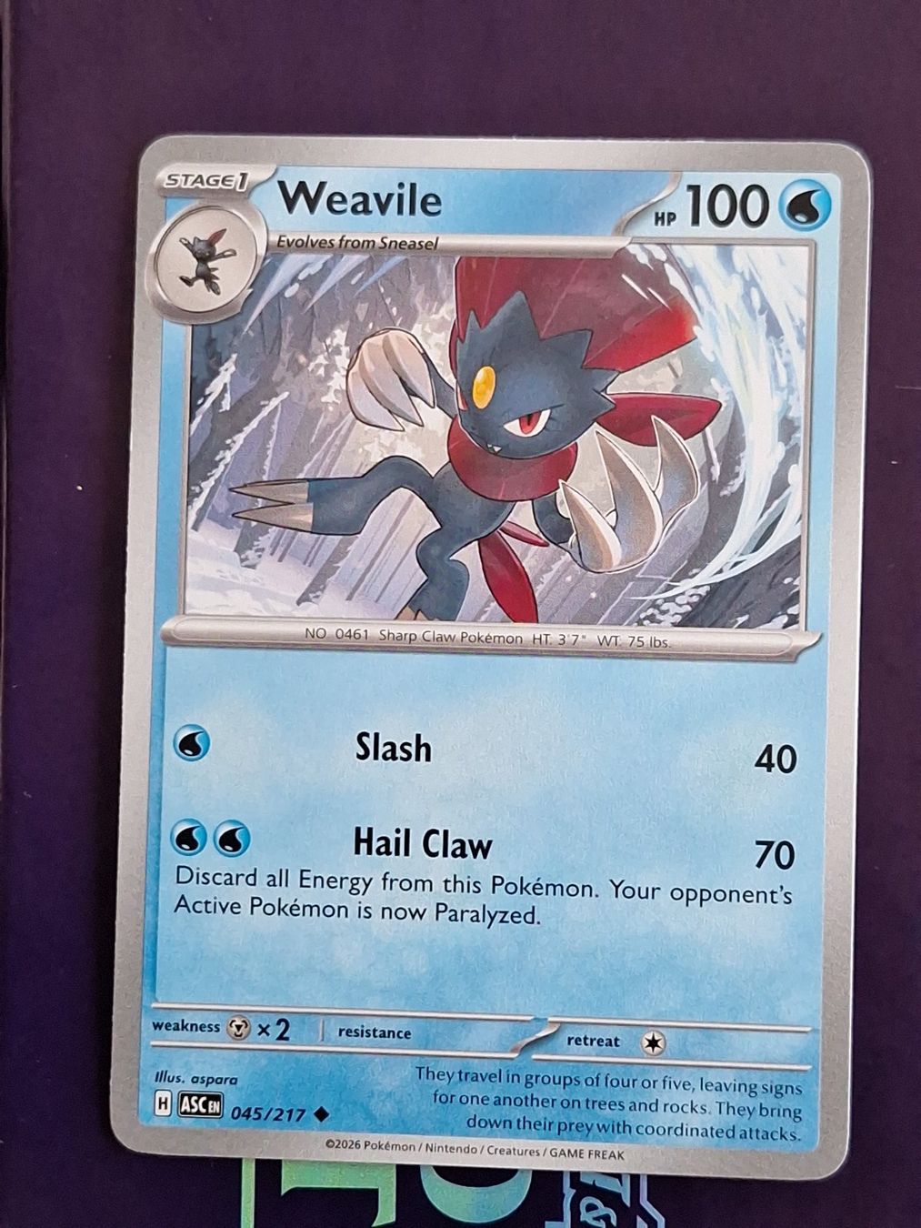 Pokémon Carte collezionabili: Weavile - Pokemon Ascended Heroes – Usato da Altstätten SG venduto da GGsGameshop