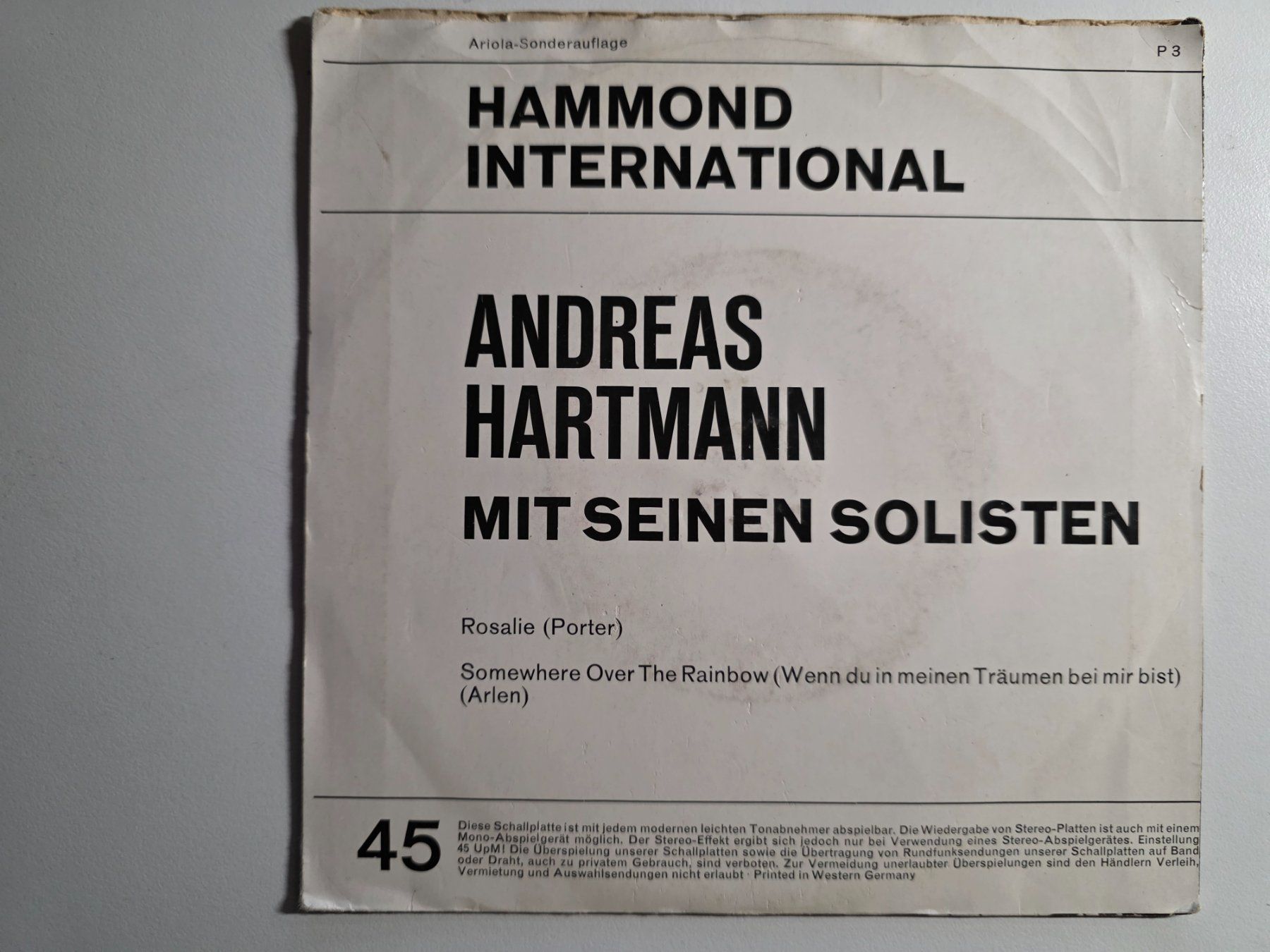 Dischi in vinile: Single Vinyl - Andreas Hartmann Hammond International – Usato da Walterswil BE venduto da Lonitti 2