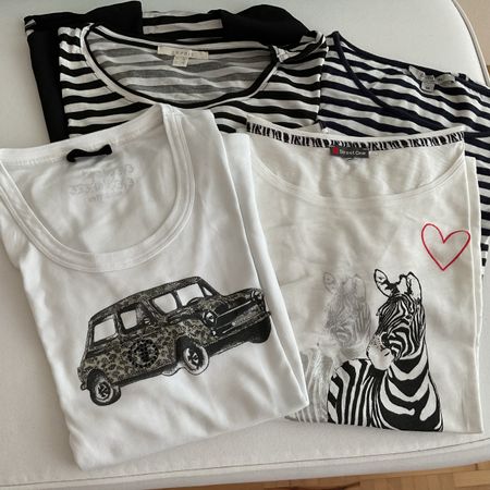 4 Marken T-Shirts Damen Grösse M gestreift und bedruckt
