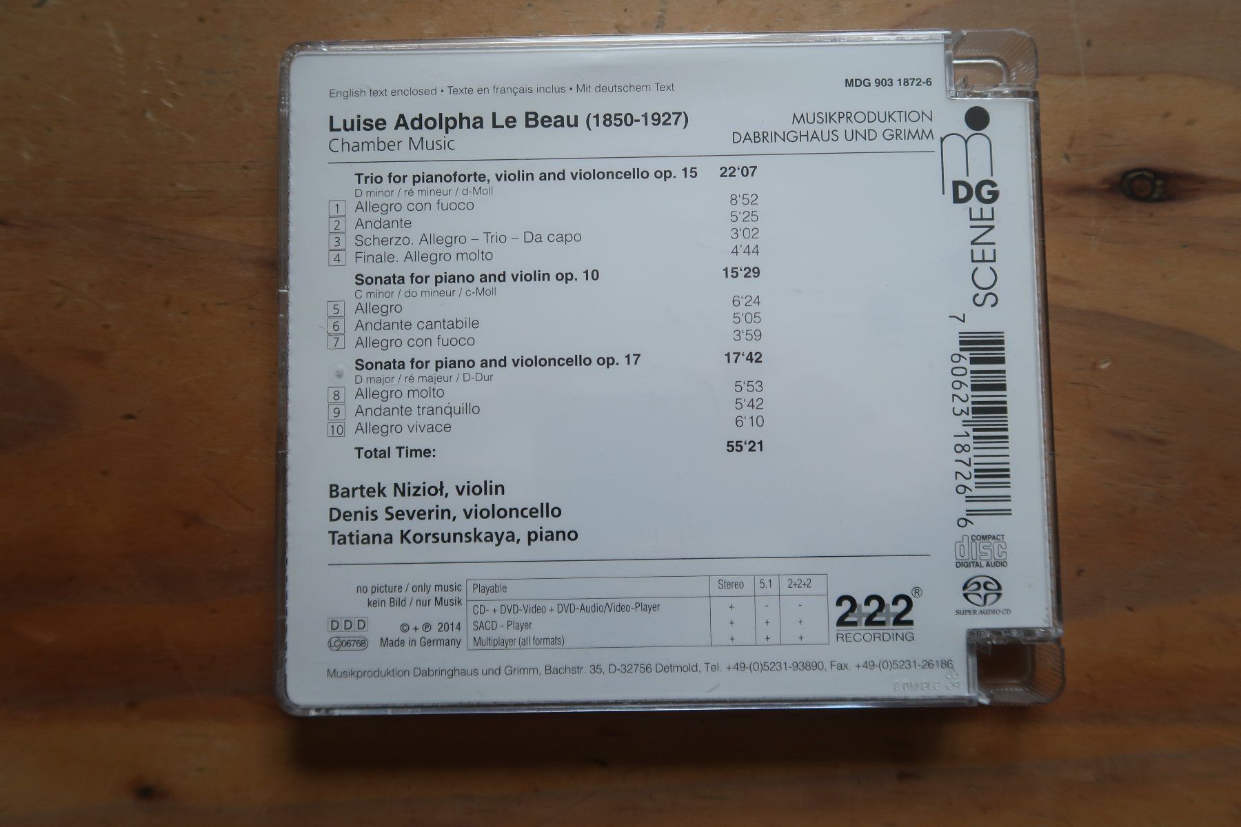 CD: LE BEAU - CHAMBER MUSIC - SACD – Usato da Basel venduto da Patiscat 1