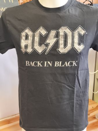 T-Shirt AC/DC Back in Black H&M schwarz Grösse XS (A83)