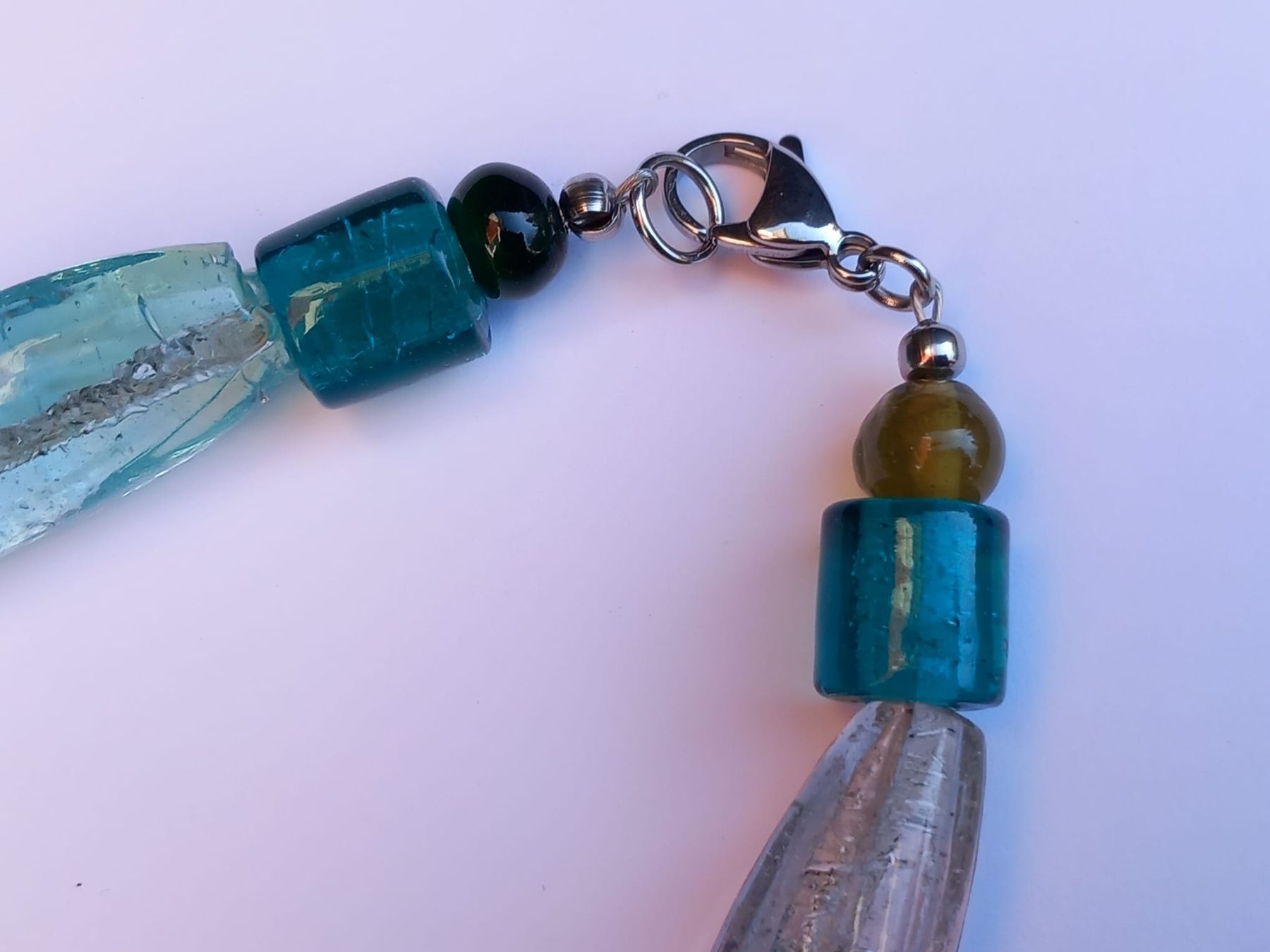 Catenine: Handgemachte  Grüne Glas Kette – Usato da Winterthur venduto da Jopf1 3
