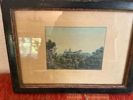 Historischer Druck Vue de Lausanne gerahmt gebraucht 40/30