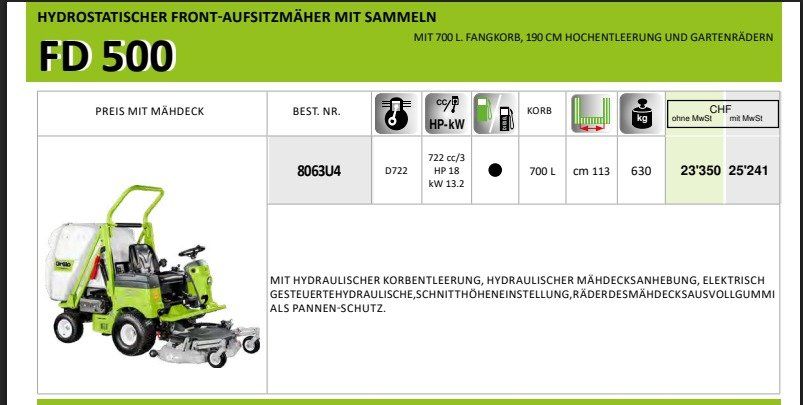 Tagliaerba: Aufsitzmäher/Rasenmäher Grillo FD 500 – Nuovo e nell'imballaggio originale da Mels venduto da lad_8ctm 6