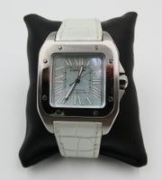 CARTIER "SANTOS 100" MIT PERLMUTTZIFFERBLATT