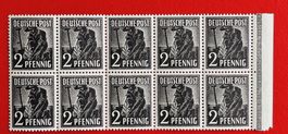 DEUTSCHLAND ALLIIERTE BESATZUNG RAND 10ER BLOCK 1947**