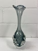 Glasvase grau Murano Stil geformtes Glas guter Zustand