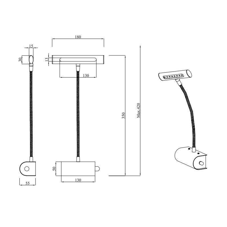 Lampen: LED Wandleuchte, 35 cm x 18 cm, Flexarm – Neu (gemäss Beschreibung) aus Kreuzlingen von Smart-Light 3