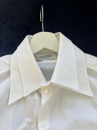 Valentino weisse Bluse Hemd, Gr. 38 mit Doppelkragen