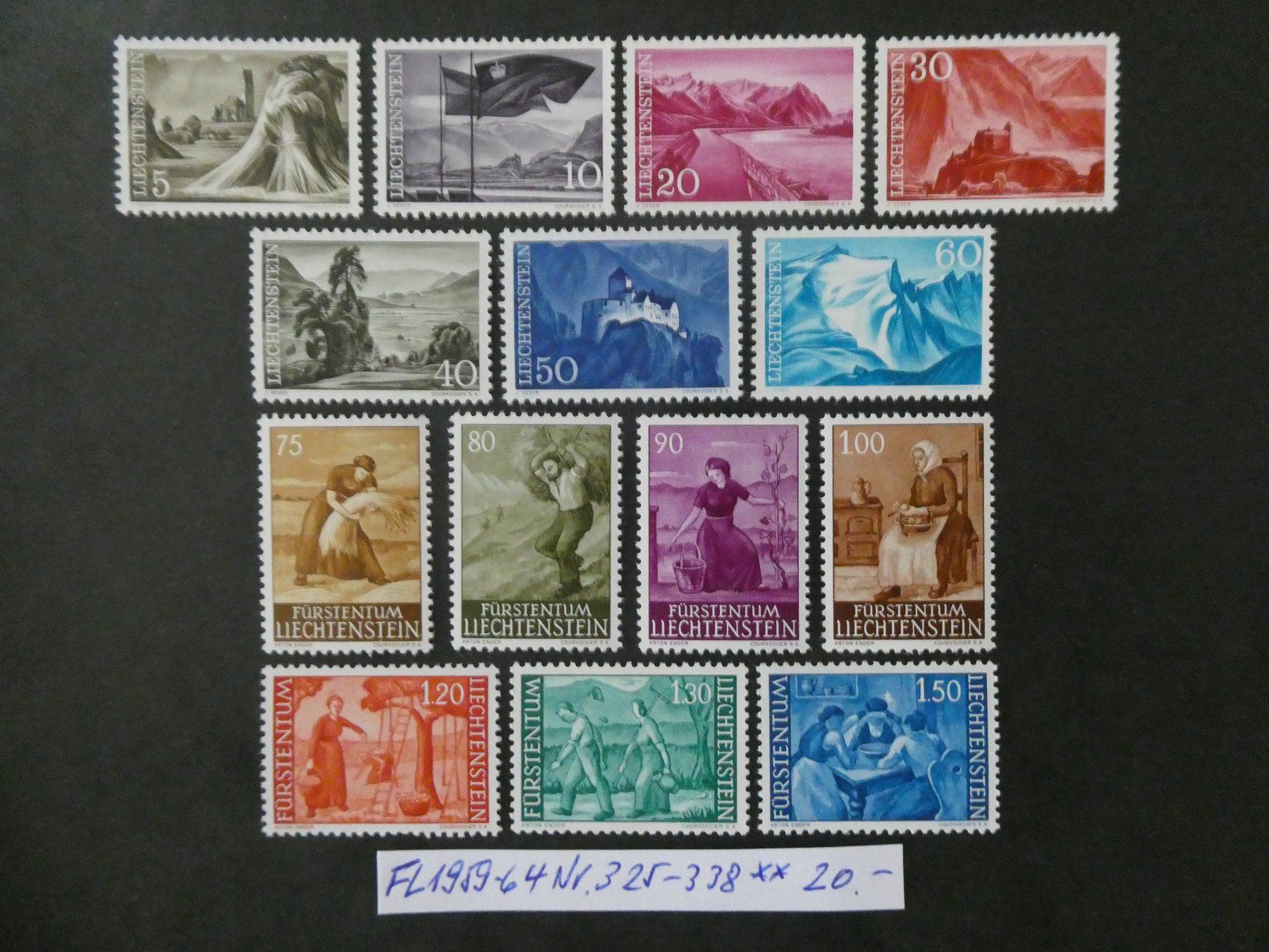 Alle Briefmarken: FL 1959-64 Nr. 325-338 postfrisch – Gebraucht aus Lausen von Herbamare01