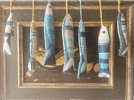3 poissons tissu et lavande à suspendre
