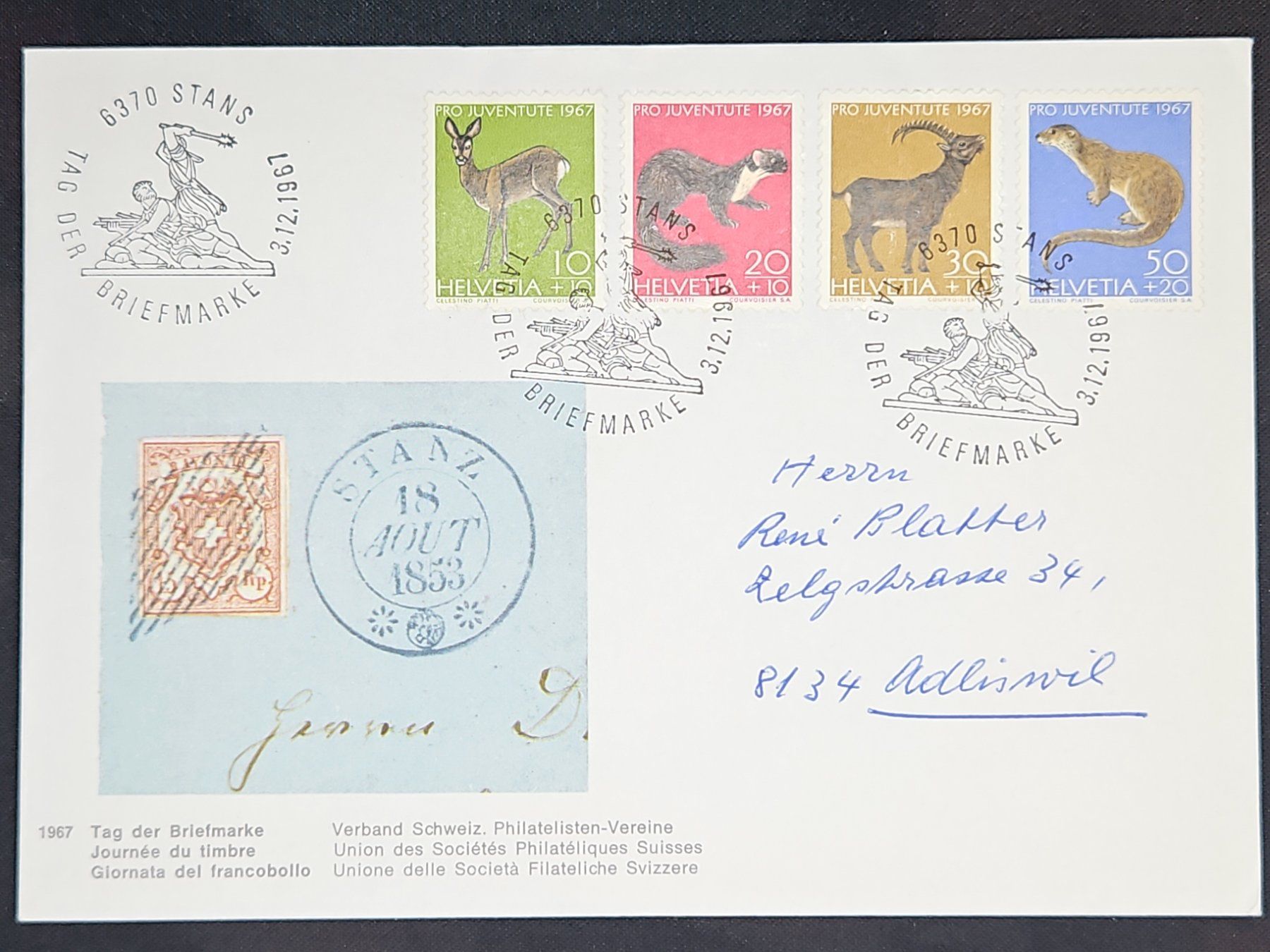 Tutti i francobolli: CL08 Enveloppe + Timbre Suisse 1967 – Usato da Cousset venduto da Patrick_Collections