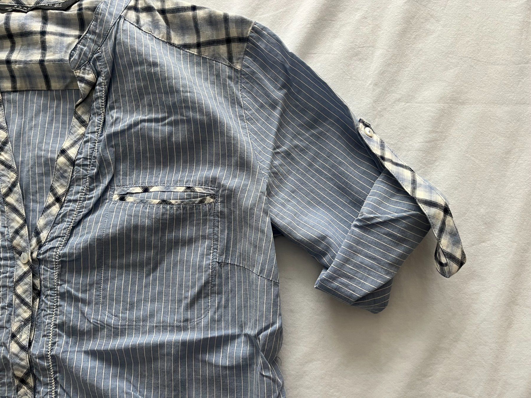 Zara Camicette: Damen Bluse "Zara" Farbe hellblau/weiss gestreift Grösse S/M – Usato da Jona venduto da Flexer02 2