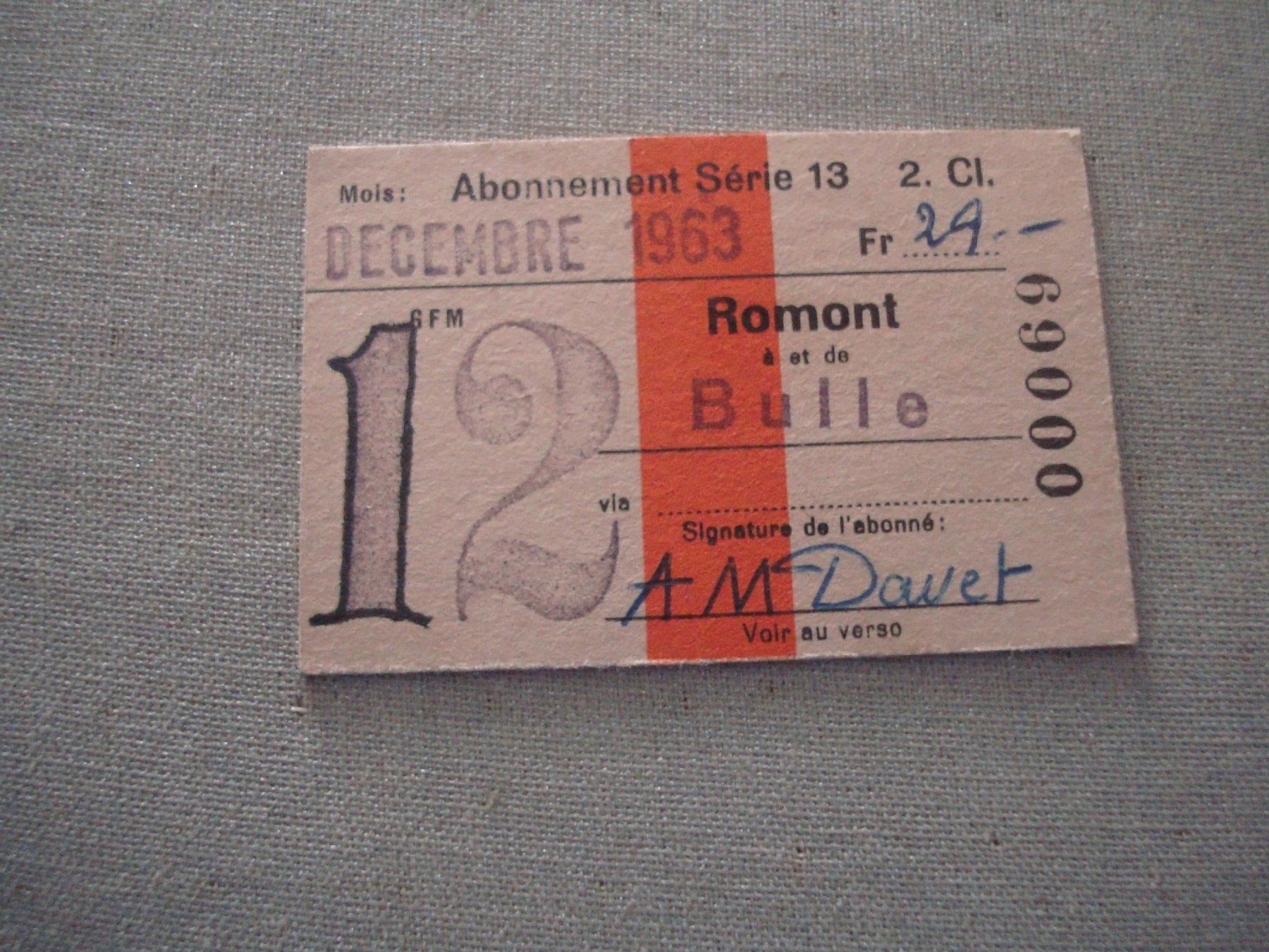 Biglietti: SBB - Abonnement - Serie 13 - 1963 – Usato da Neuenegg venduto da flohcante