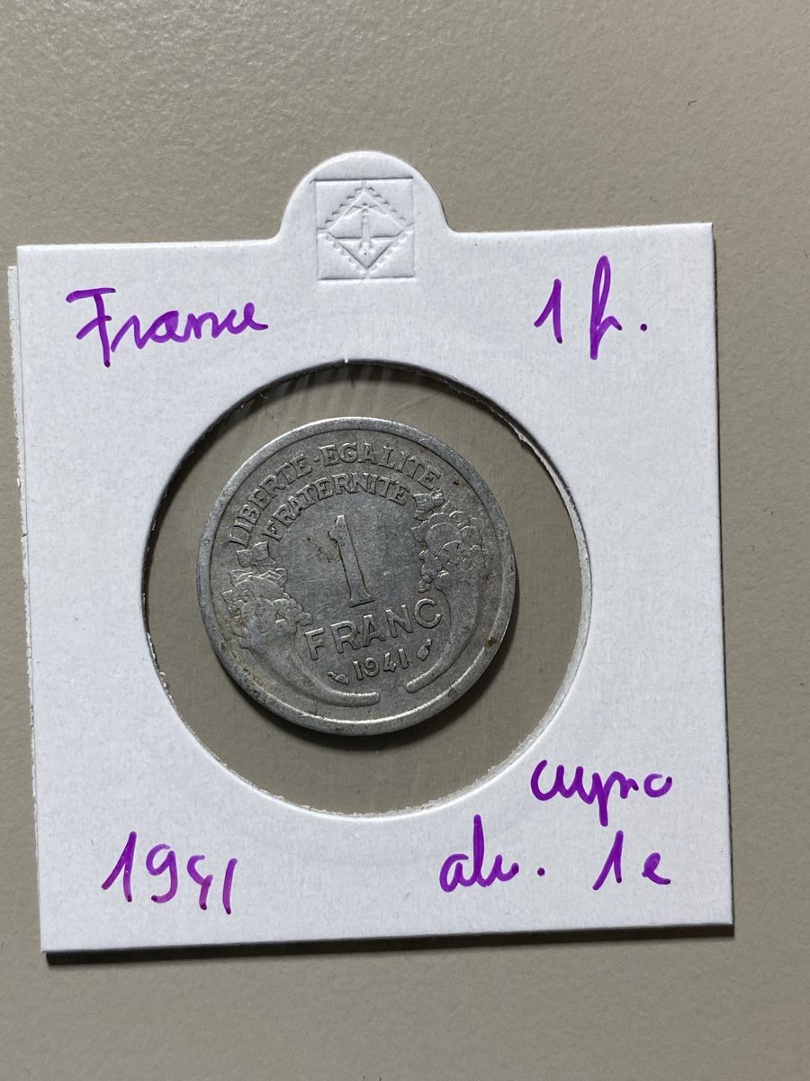 Alle Münzen: France - 1 franc - 1941 – Gebraucht aus Payerne von Mike1682