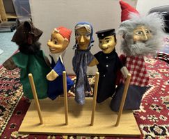 Kasperli-Figuren-Set, 5 Stück aus Holz, Vintage