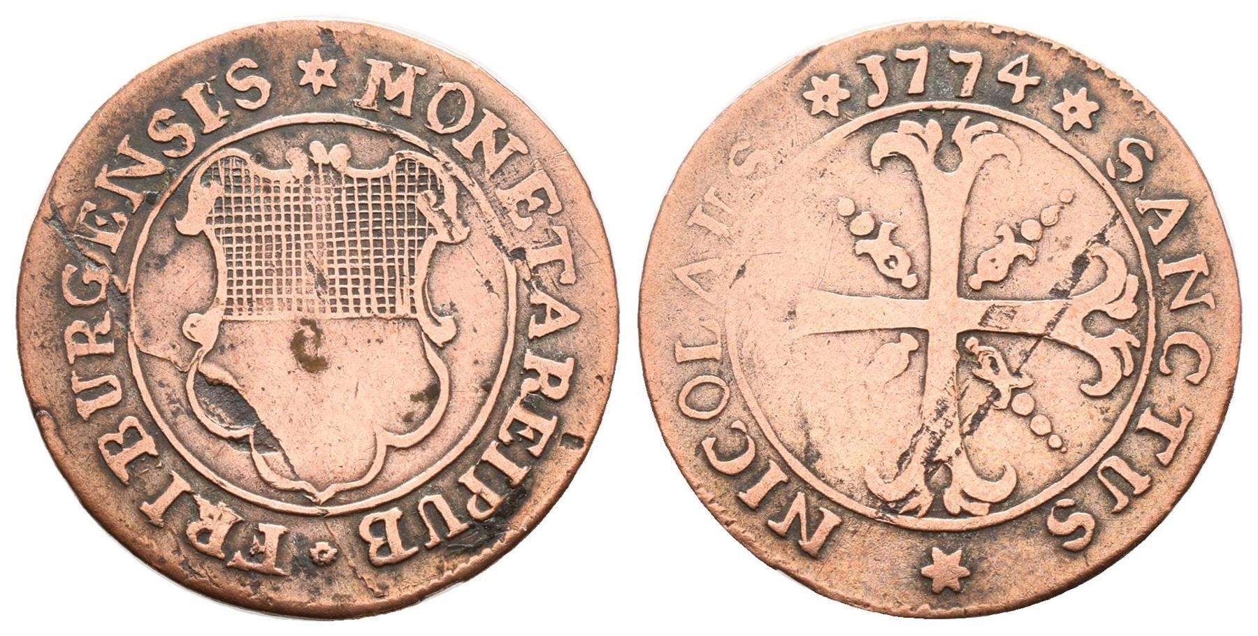 Tutti le monete: Freiburg Halbbatzen 1774 /609/ – Usato da Trimbach venduto da Solothurn1