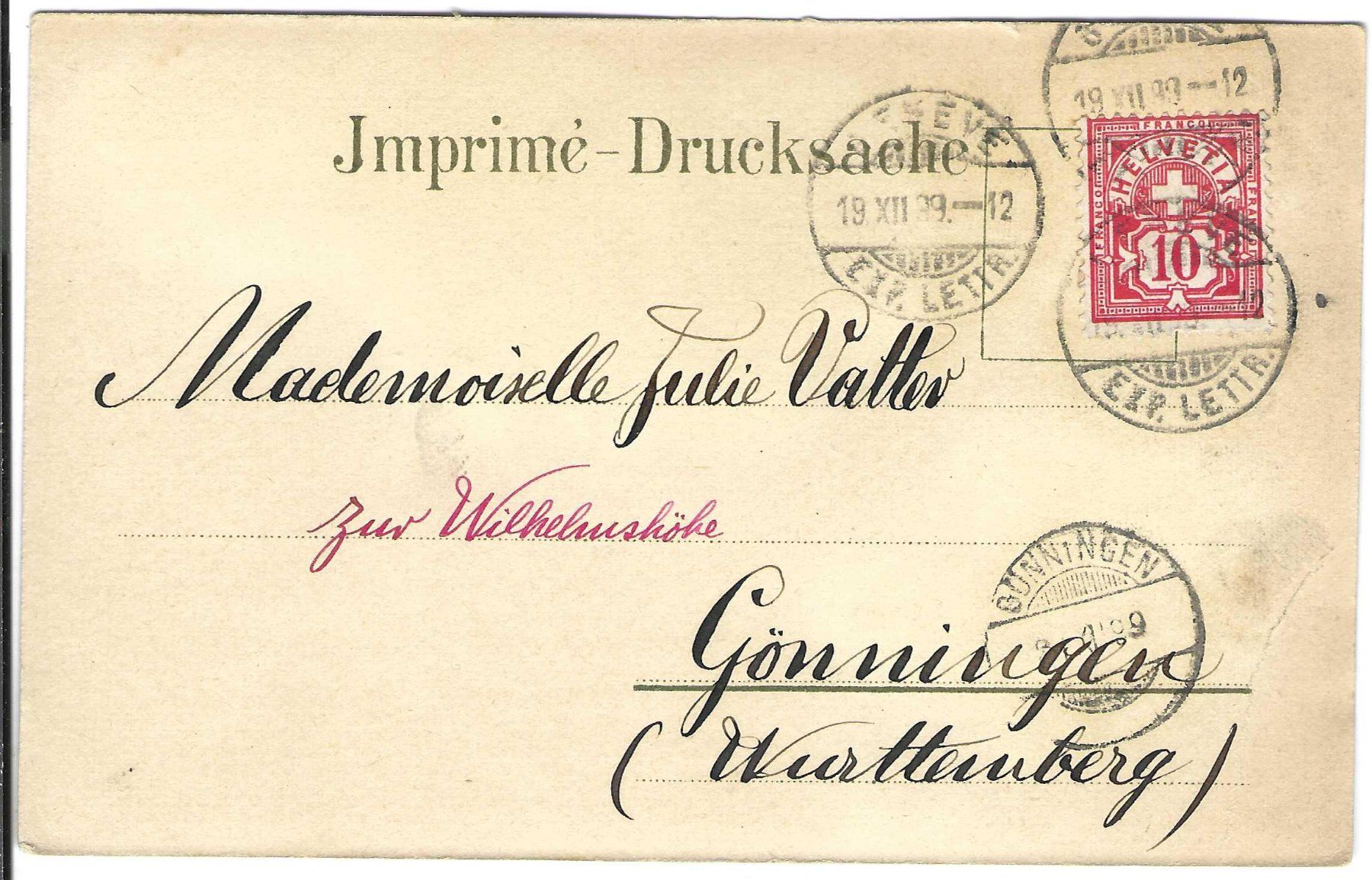 Cartoline postali: Douvenier de Genève, Litho – Usato da Wildhaus venduto da Brunphil 1