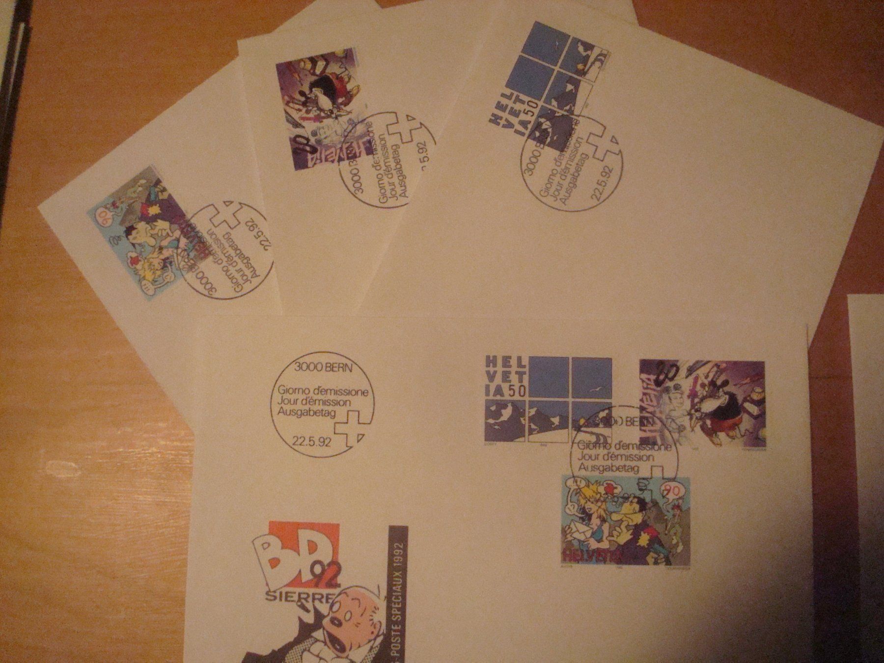 Alle Briefmarken: CH 1992 Serie FDC einzeln und 4er – Gebraucht aus Gordola von Polentaefung 1