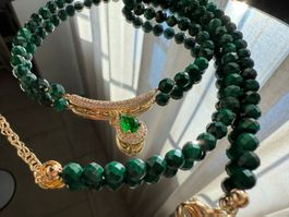 Malachit Kette Halskette Collier Edelstein Halsschmuck 52 cm