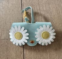 Any Di Brillenetui hellblau mit Blumenmotiv neuwertig