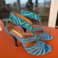 Sandaletten Lerre blau mit Steinen Grösse 37