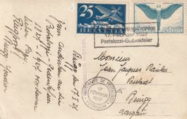 Flugpostkarte mit Zu. Nr. F5 und F19