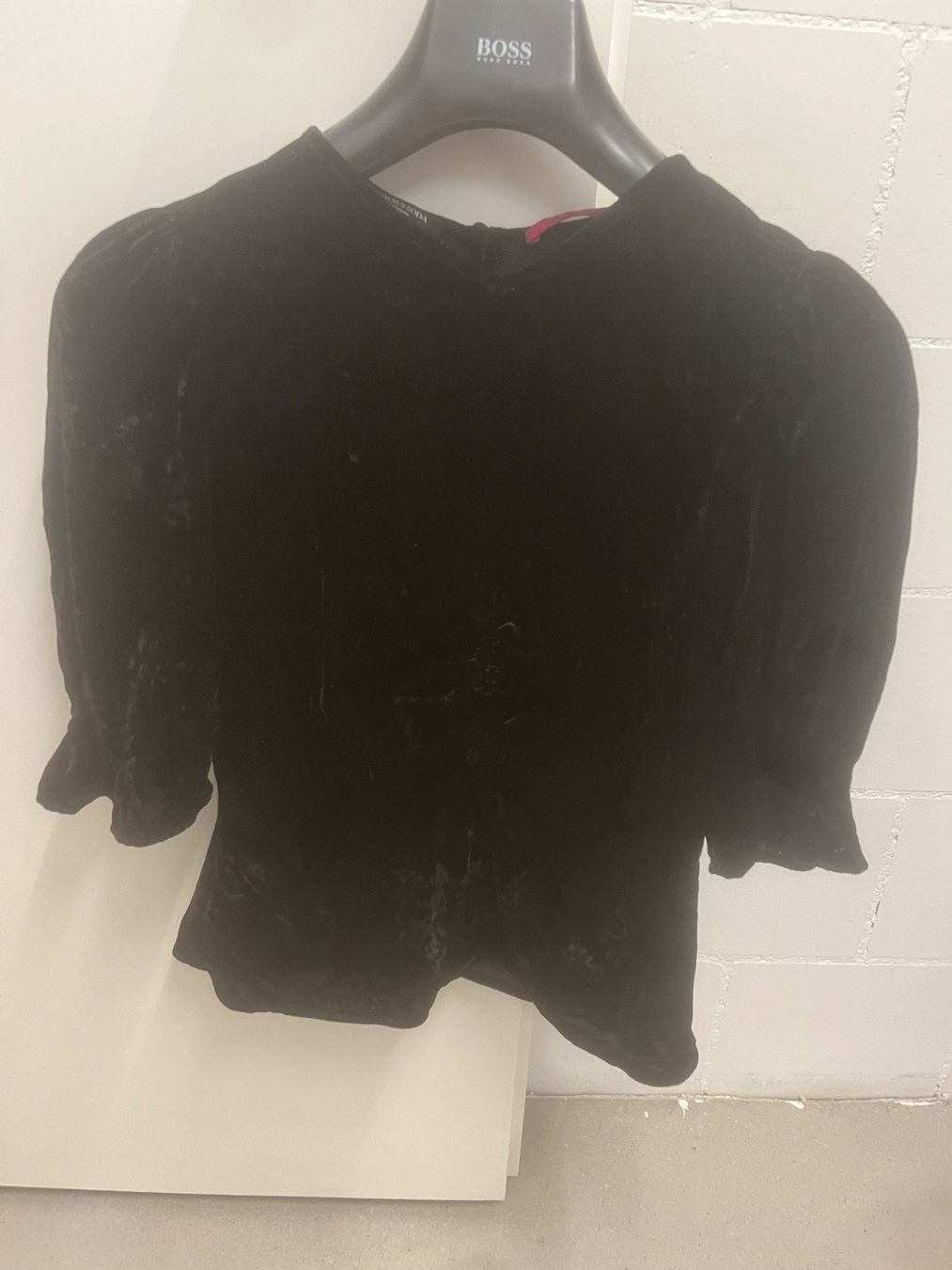 Maison Scotch Blusen: Scotch & Soda Samt-Oberteil, schwarz, Gr. L – Gebraucht aus Egg b. Zürich von adimoxon