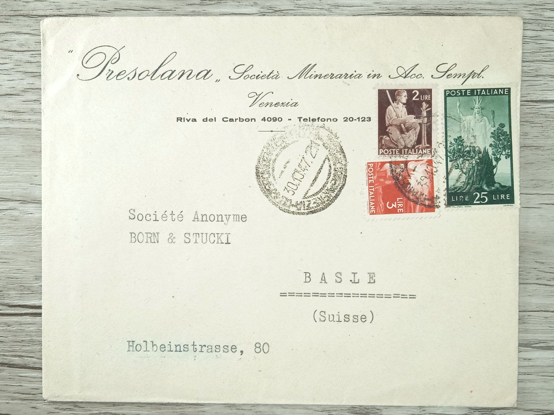Tutti i francobolli: TR97 Enveloppe + Timbre Italie 1947 – Usato da Cousset venduto da Patrick_Collections
