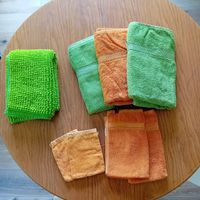 Set linges salle de bain vert & orange