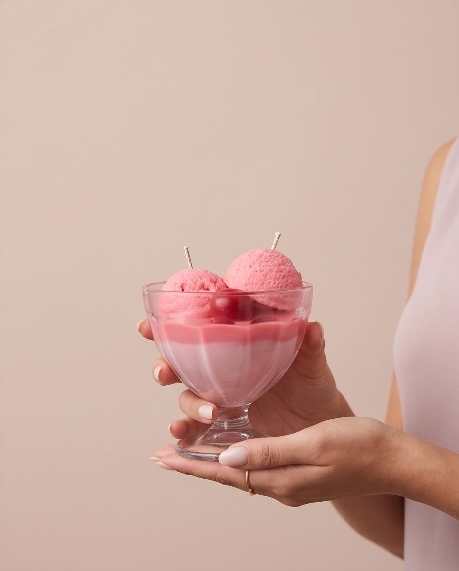 Kerzen: Kerzenglas Dessert Glace Kirsch Duft Neu – Neu und originalverpackt aus Unterentfelden von Byhnluxury 2