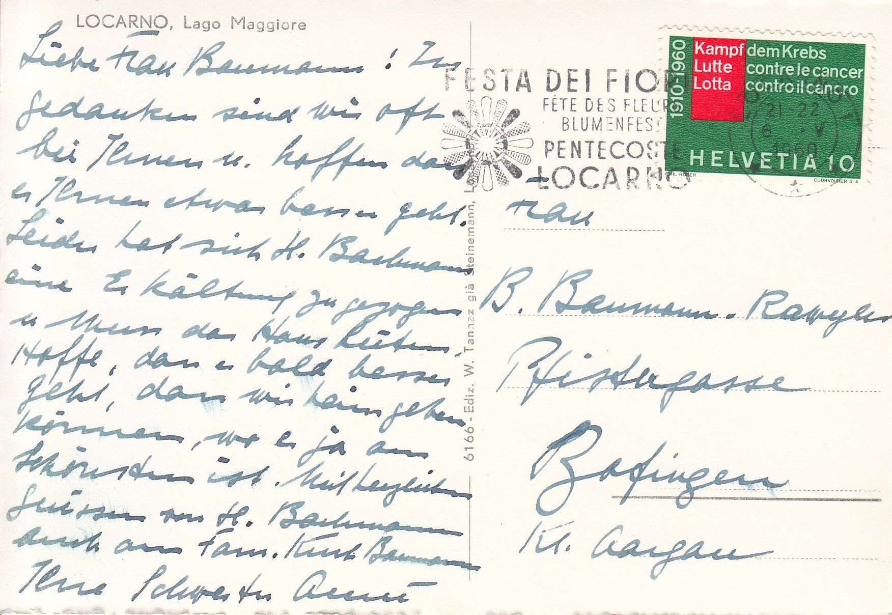 Cartoline postali: Locarno 1960 – Usato da Bürglen TG venduto da StampGraf 1