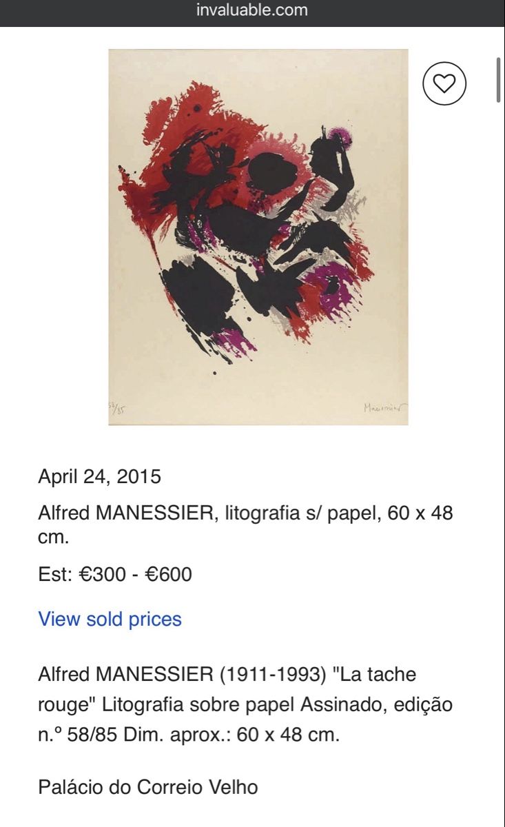 Grafica & Litografie: Alfred MANESSIER, Lithographie  – Usato da Solothurn venduto da NUVICO 6