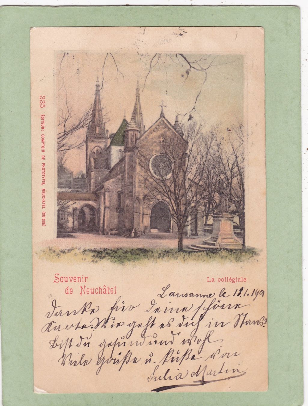 Ansichtskarten: Neuchâtel  La Collégiale 1901 – Gebraucht aus Herisau von Lisegrat2008