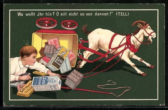 Cartes postales: AK Ziegengespann mit Tell-Kakao – D'occasion à Berlin par bartko-reher