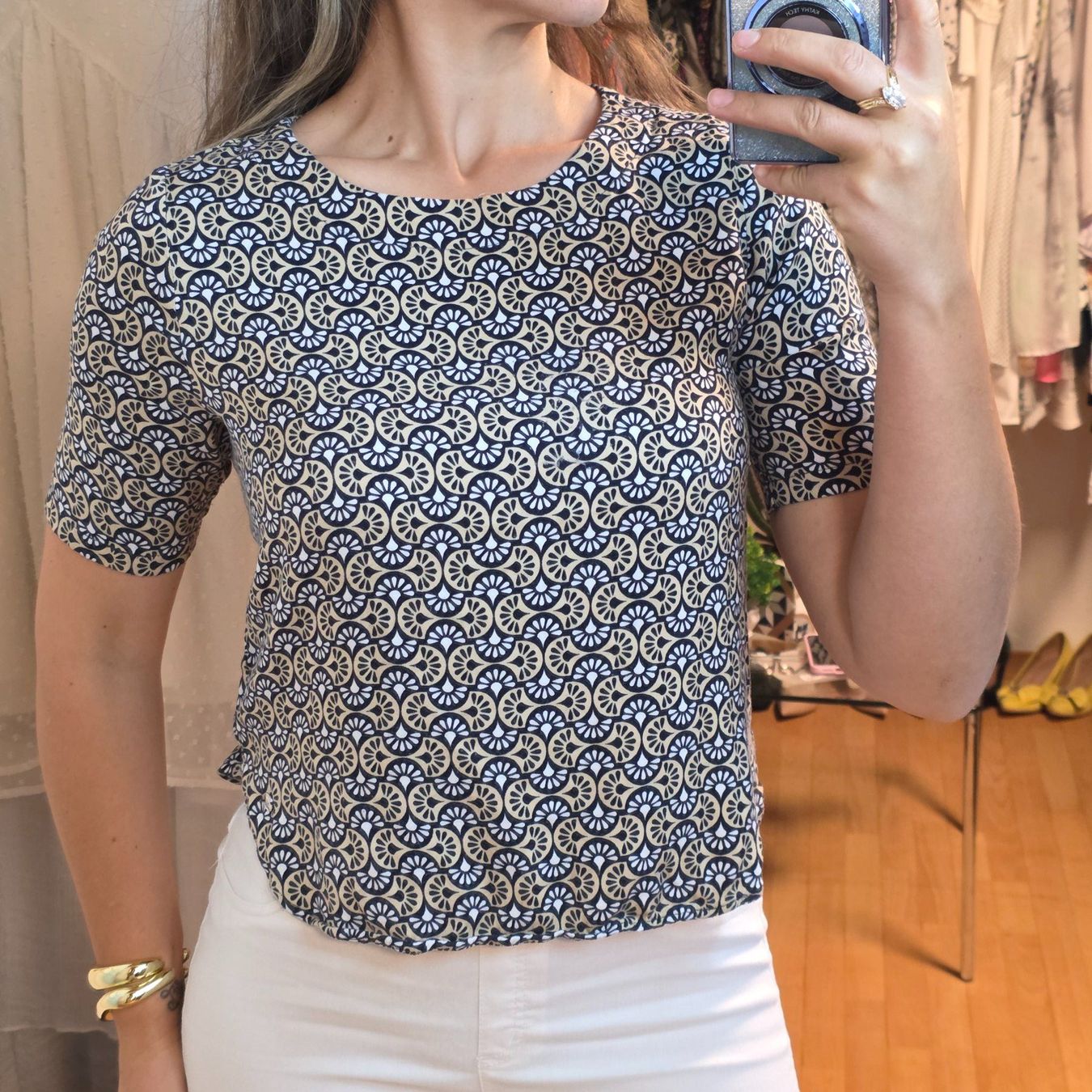 Walbusch Camicette: Walbusch Viskose Bluse mit Muster Gr. M – Usato da Wald ZH venduto da CapLux 1