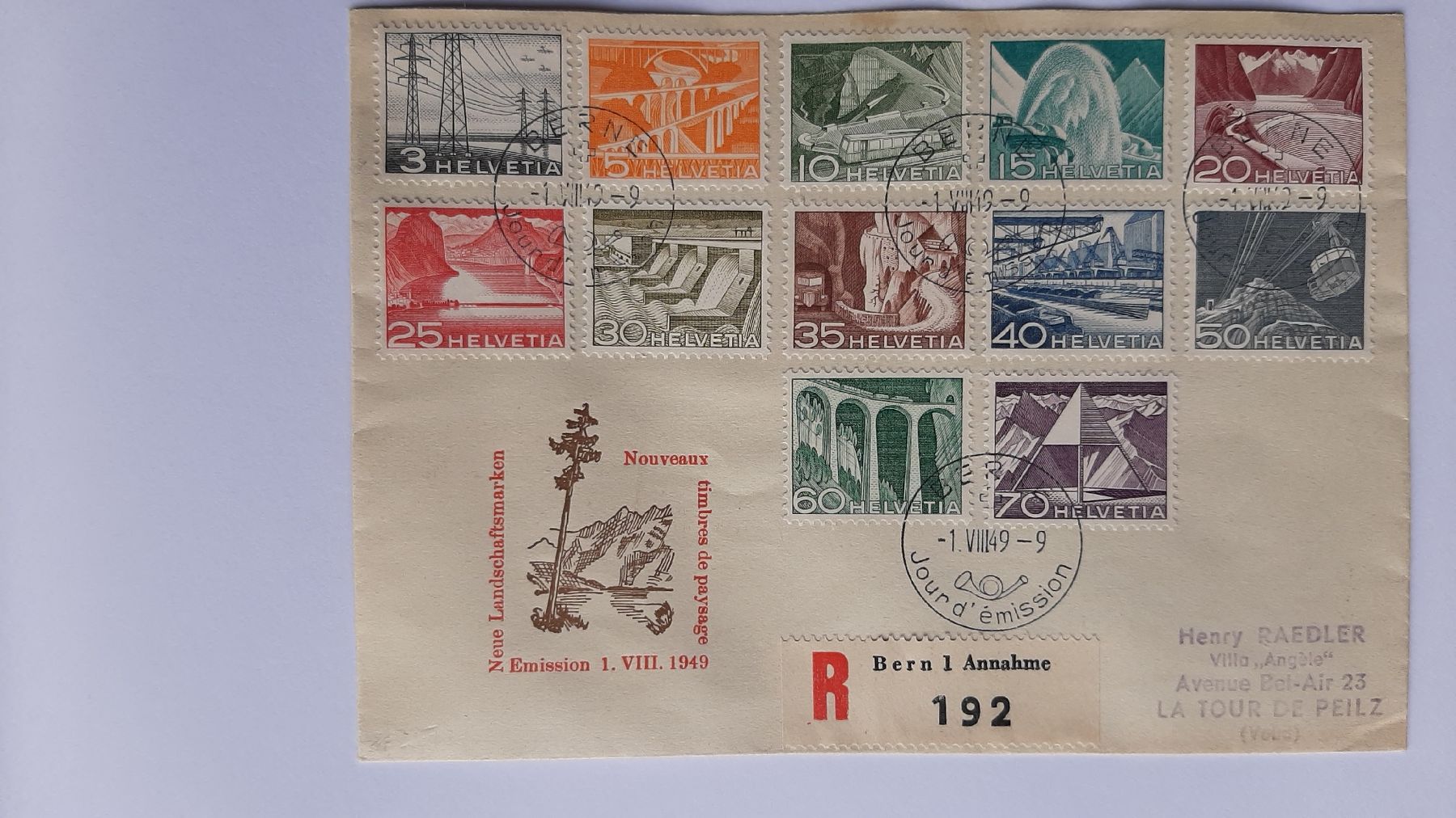 Buste & buste per spedizione: Technologie et paysage 1949 – Usato da Lausanne venduto da 55michel