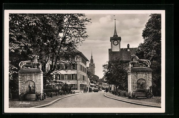 Cartoline postali: Zofingen, Teilansicht mit Löwen und Kir – Usato da Berlin venduto da bartko-reher