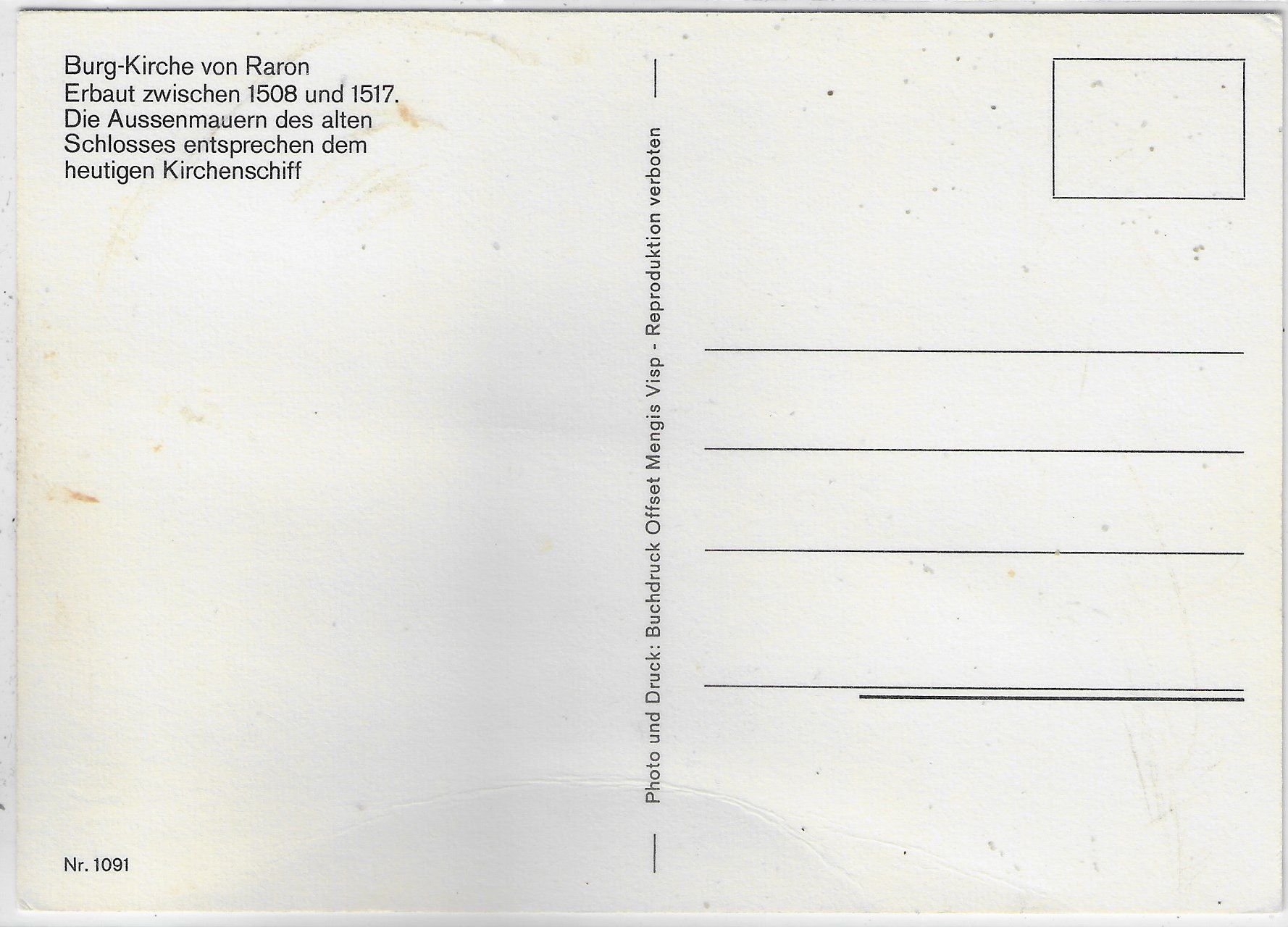 Cartoline postali: Burg-Kirche von Raron – Usato da Ettingen venduto da Kartenplanet 1