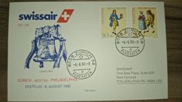 Swissair Zürich - Boston - Philadelphia 06.08.1990