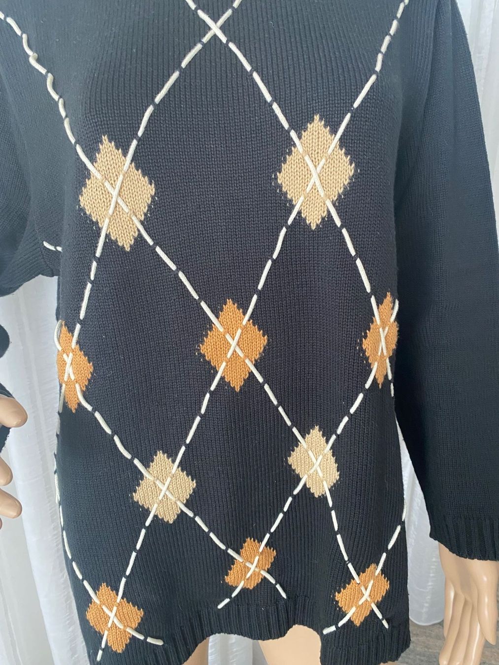 Pullover & Sweatshirts: Extravaganter seltener RHOMBEN Pullover, nero/beige, 44/46 – Neu (gemäss Beschreibung) aus Winkel von ferrari2022